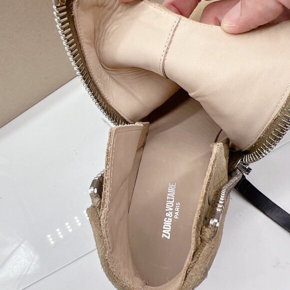 Zadig & Voltaire Molly Women’s Ankle Boots Booties Tan Suede Zip EU 38 US 8 - Picture 11 of 14